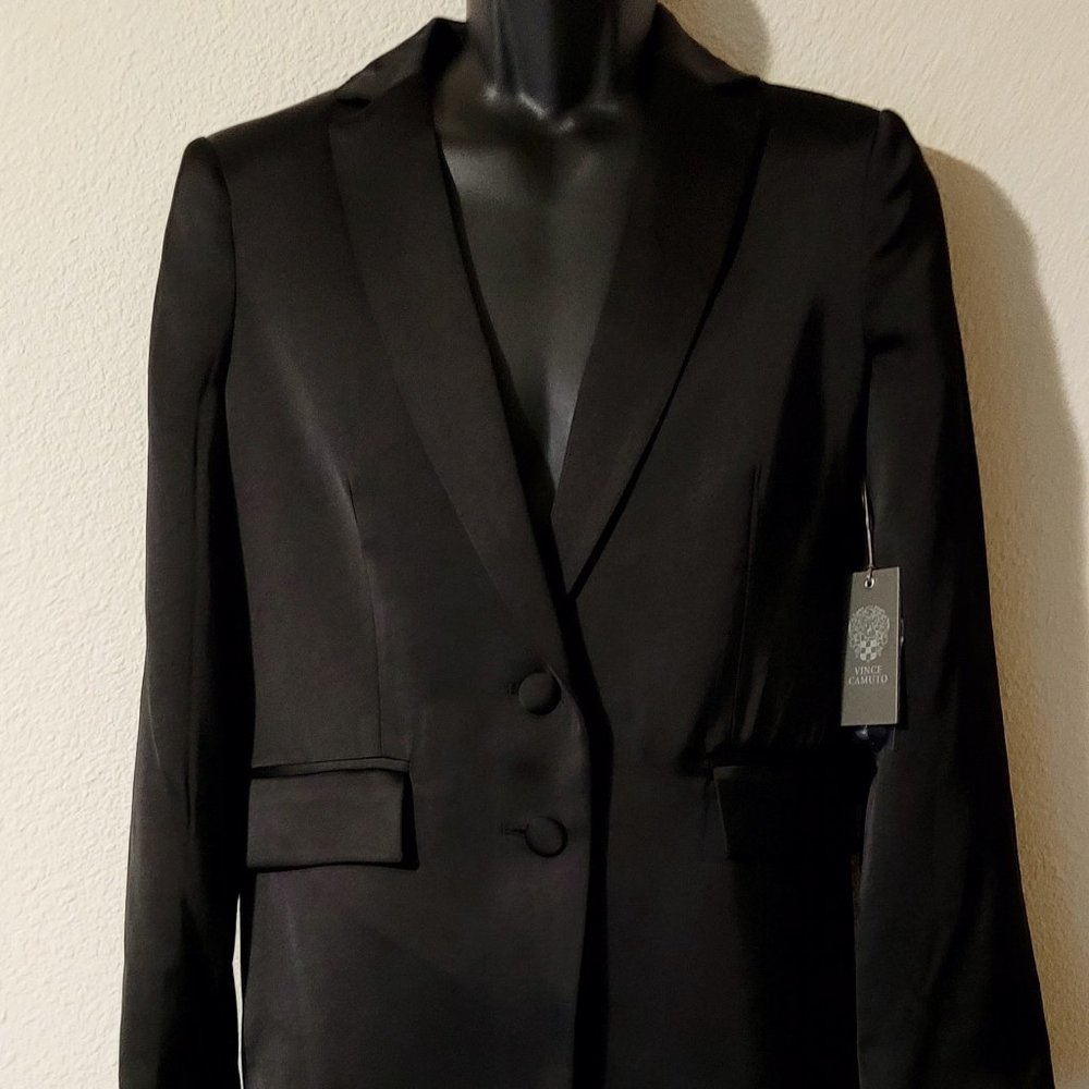 Black Satin Vince Comuto Blazer Size 8